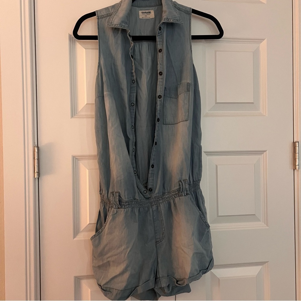 Garage Light Blue Denim Romper